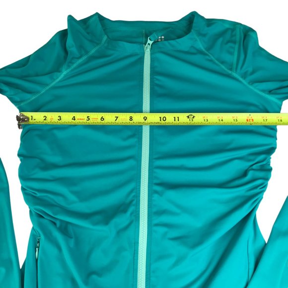 TITLE NINE Teal Zip Pullover Rash Guard Swim Shirt Women's M Svelte Sunbuster LS - Picture 9 of 12